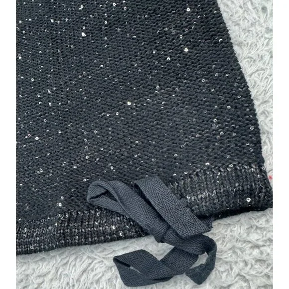 DKNY Jeans Womens XL Sequin V-Neck Sweater Black Light Soft Comfortable - Picture 7 of 14